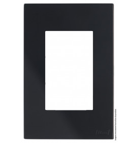 Placa para 3 Módulos Horizontais 4x2 Com Suporte - Recta Black Satin Fosco